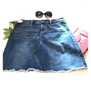 J.Crew raw frayed edge blue jean miniskirt 6